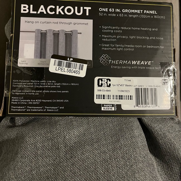 New Eclipse Blackout Window Curtain Light Grey - Picture 3 of 5